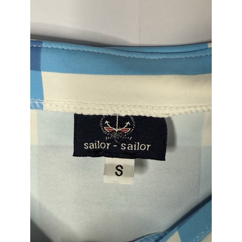 Sailor-Sailor Islander Dress Blue White Gingham 3/4 Sleeve Sz S Nautical Preppy - Picture 3 of 10